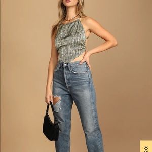 Satin Handkerchief Crop Top